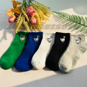 Duck Embroidered Socks,Ankle Socks,Cotton Socks,Unisex Socks,Comfortable Socks,Adult Crew Socks,Funny Women & Men Socks,Summer socks,Gifts
