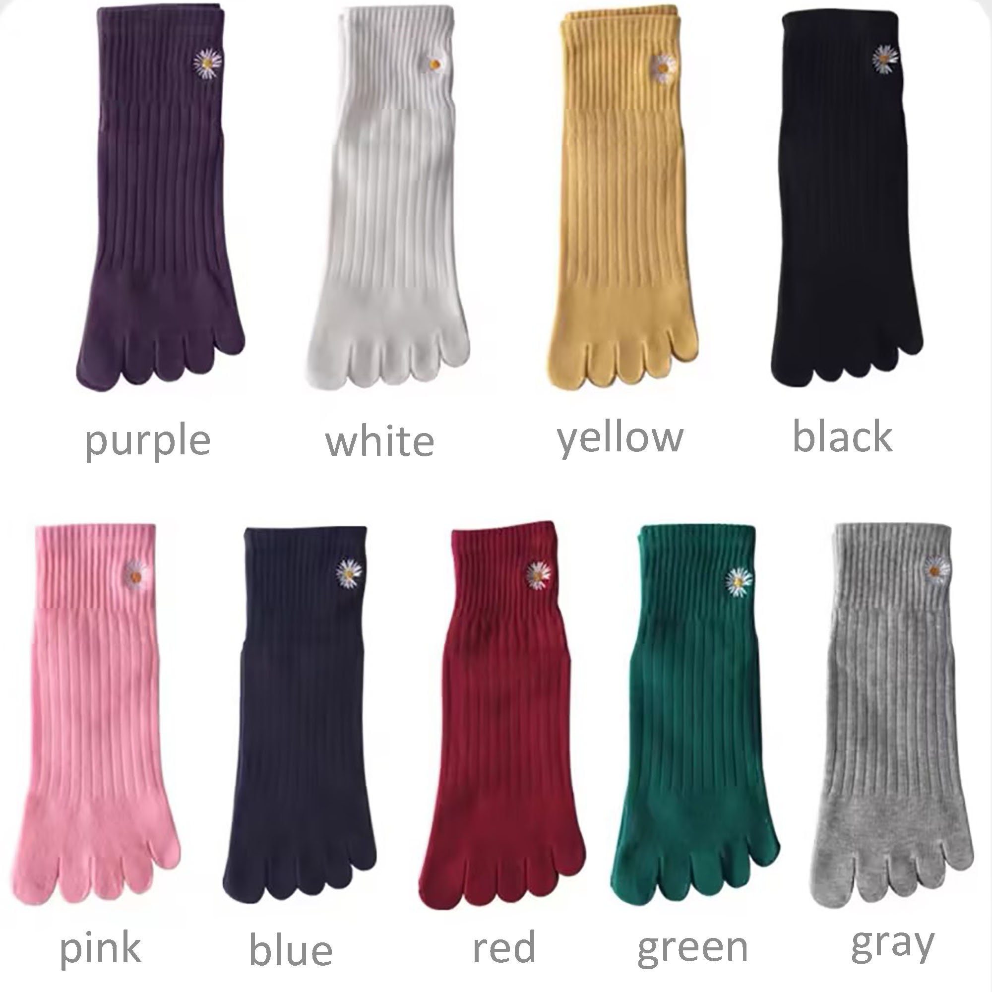 4 Pairs/set Daisy Splittoe Socks,embroidered Five Toe Socks,japanese Style Sock,tabi Socks,toe