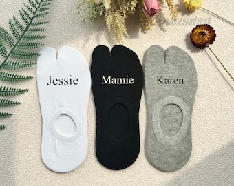 Personalised Name Split Toe Socks,Ankle Sock,Summer Sock,Embroidered socks,Split Toe Socks,Japanese Style Socks,Women Split Toe Cotton Socks