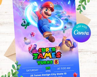 Mario Galaxy Birthday Invitation, Galaxy Party Invite (Digital Download)