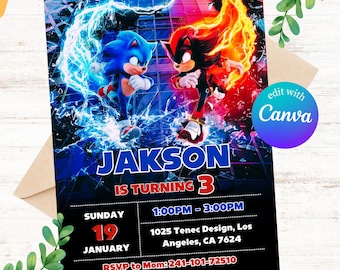 Sonic Birthday Invitation: Editable Party Invite (Canva)