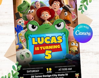 Toy Story5 Birthday Invitation | Editable Toy Story 5 Party Invite | Instant Download | Canva Template 5x7 (Digital Download)
