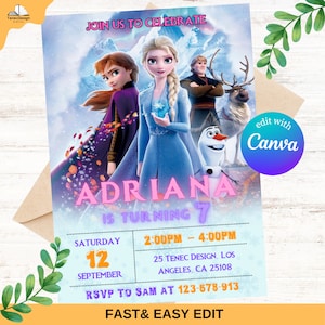 FROZEN Invitation Elsa Birthday Invitation Winter Snow Birthday Printable, Editable Instant Download Template Frozen Invite image 1