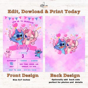 Stitch Birthday Invitation Template: Editable Kids Party Invite (Digital) image 2