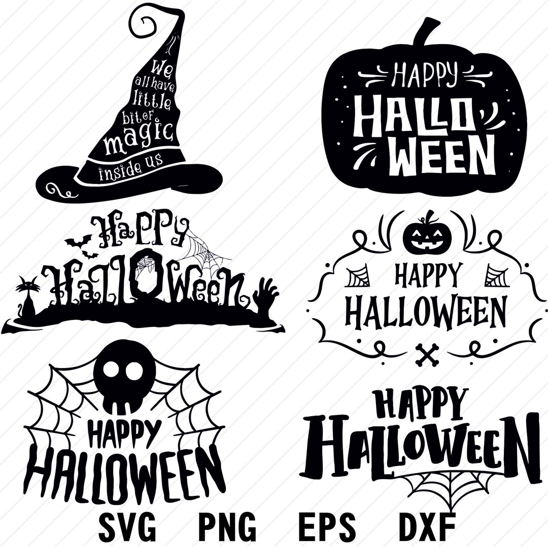 Happy Halloween Svg Bundle | Spooky Witch Hat Pumpkin Clipart ...
