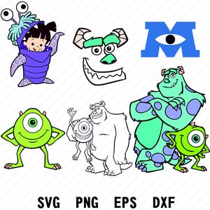 Monster SVG-bundel | Schattige stripfiguren | PNG EPS Dxf Cut-bestanden voor Cricut