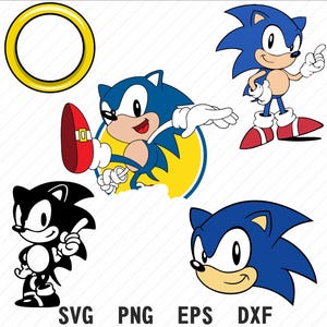 Sonic the Hedgehog SVG Bundle | Classic Sonic Clipart Digital Download | Cricut Silhouette Cut Files | Png-Svg-Eps-Dxf