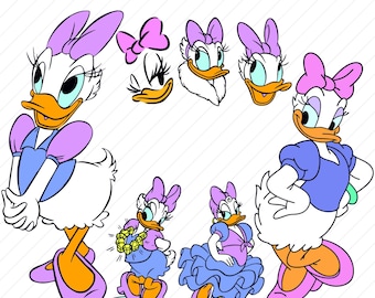 デイジーダックの写真SVG | リボン付きキュートな漫画風アヒル