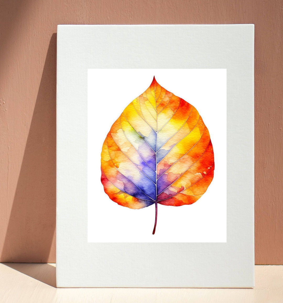 Watercolor Fall Leaf Fall Leaves Wall Art Changing Leaves Etsy