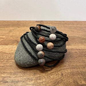 Fossilized Coral and Japanese Glass Seed Bead Bracelet Stretch Bracelet. Handmade Fossilized Coral Bracelet Various Colors.