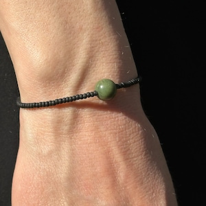 Canadian Jade Stretch Bracelet - Handmade With Genuine Canadian Jade and Japanese Glass Seed Beads