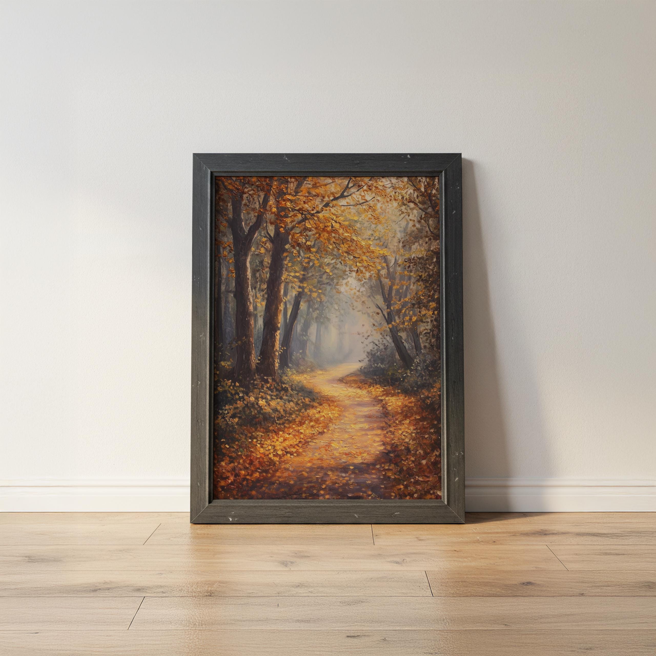Autumn Forest Wall Art, Fall Landscape Print, Woodland Path Painting - Etsy