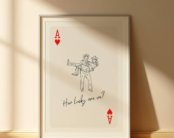 Vintage Cowboy Cowgirl Lucky Rodeo Retro , Printable Wall Art, For Home, Country Western Wall Art Playing Card, Digital Download