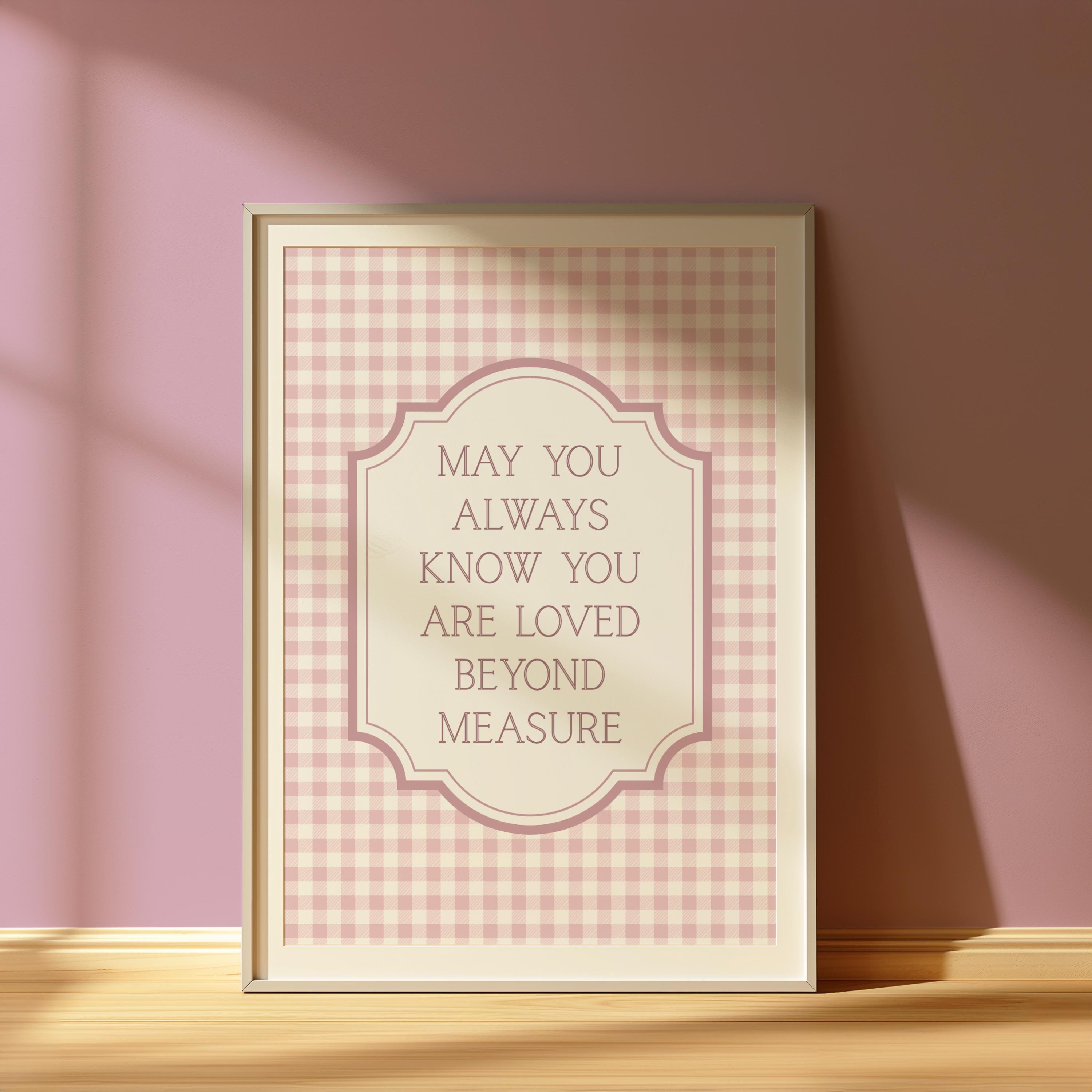 Love Quote Nursery Print, Printable Wall Art, For Home And Nursery, Wall Art, Digital Download, Gingham Vintage Inspired