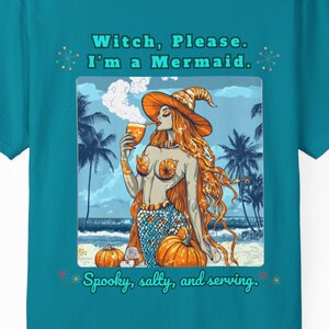 Bruxa, por favor, sou uma sereia | Camiseta retrô Summerween | Camiseta unissex Comfort Colors imagem 2
