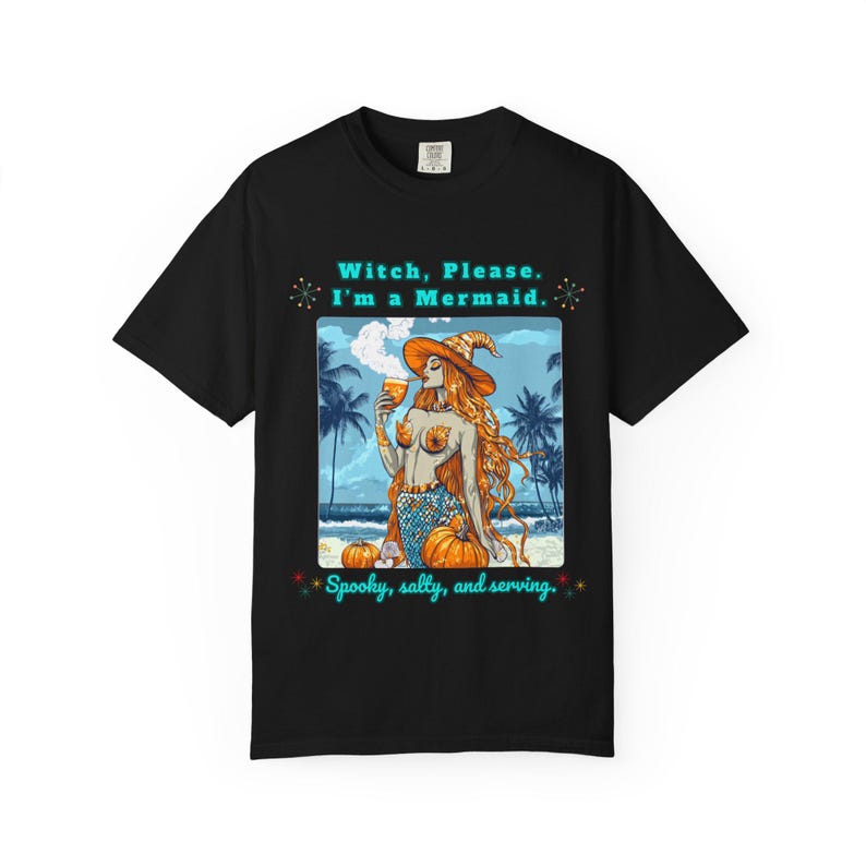Bruxa, por favor, sou uma sereia | Camiseta retrô Summerween | Camiseta unissex Comfort Colors imagem 4