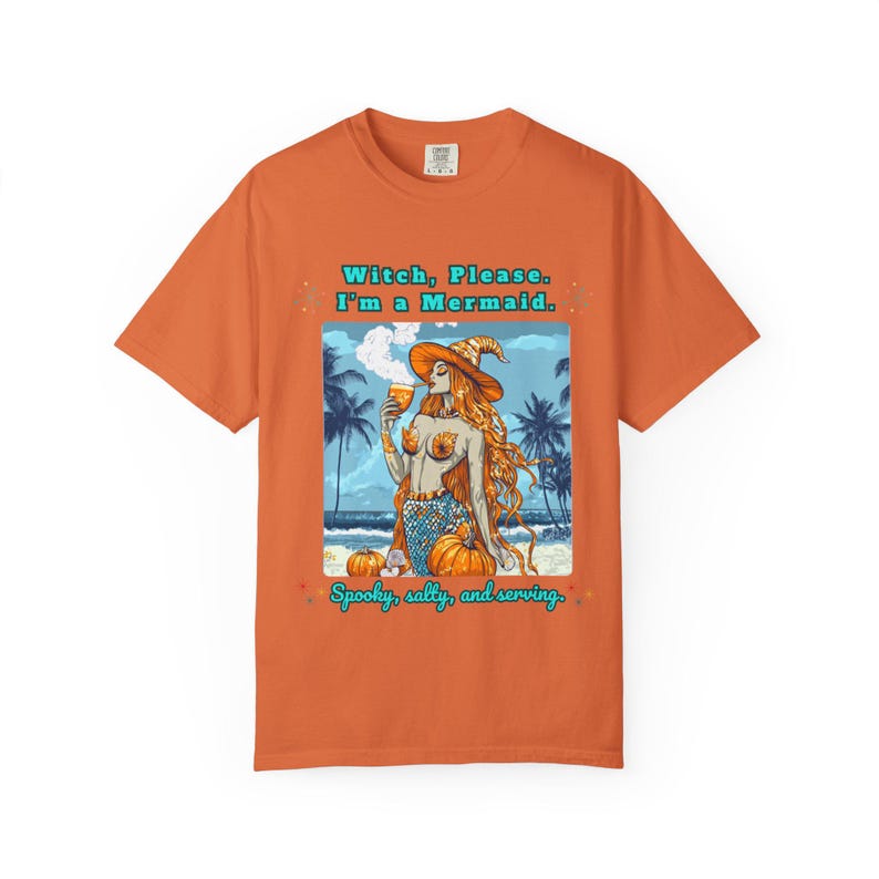 Bruxa, por favor, sou uma sereia | Camiseta retrô Summerween | Camiseta unissex Comfort Colors imagem 5