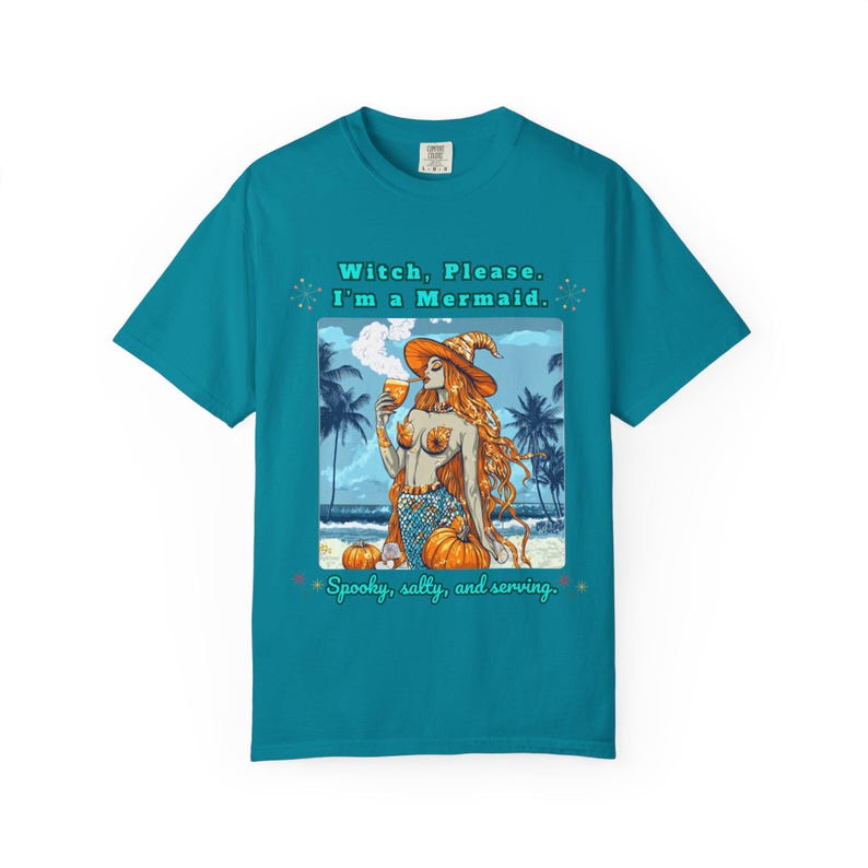 Bruxa, por favor, sou uma sereia | Camiseta retrô Summerween | Camiseta unissex Comfort Colors imagem 2