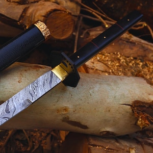 Hand forged Japanese Tanto Shirasaya Ninja Swords, Full Tang Blade Real Steel , Metal Sheath- Samurai Sword , Japanese Sakura Tanto Sword