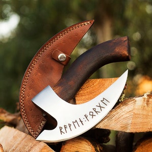 Pizza axe, Pizza slicer Hand forged Viking pizza cutter, Viking bearded camping axe, Personalized gifts