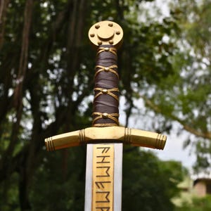 Handmade Merlin Excalibur Sword - Medieval Knight Templar Sword, Viking Sword, Engraved Collectible Gift for Him \ Father , Anniversary Gift