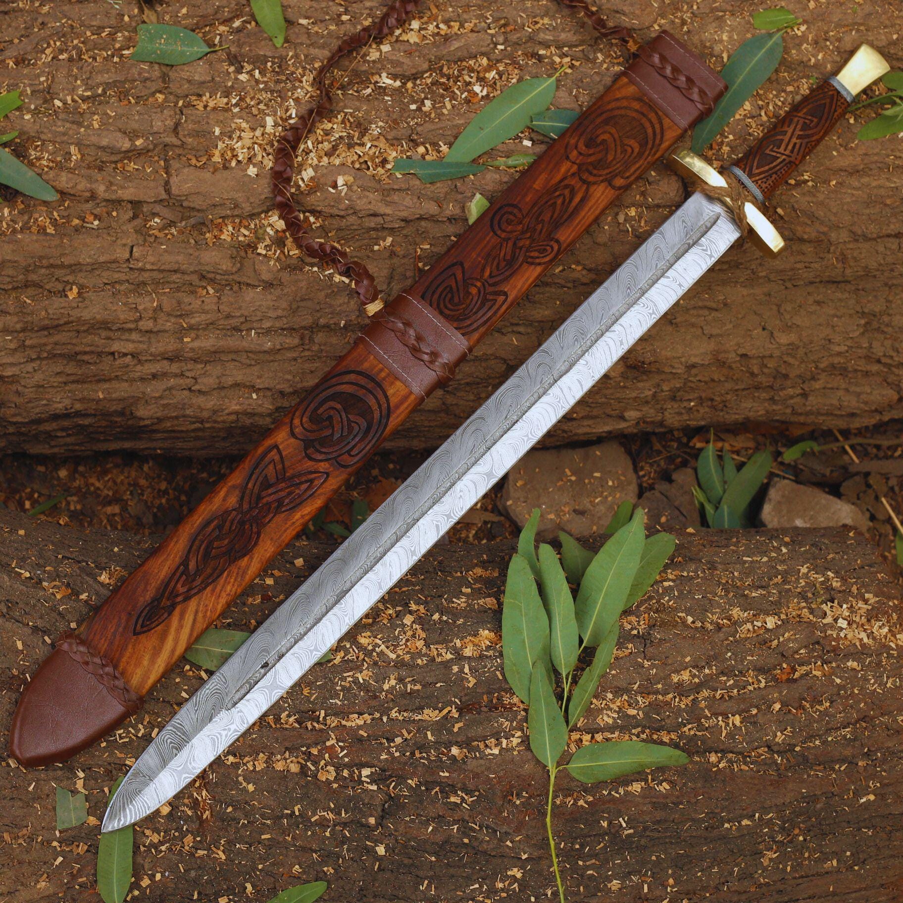 手鍛造の城砦バイキング剣、鞘付きバイキング剣、中世バイキング剣、鞘