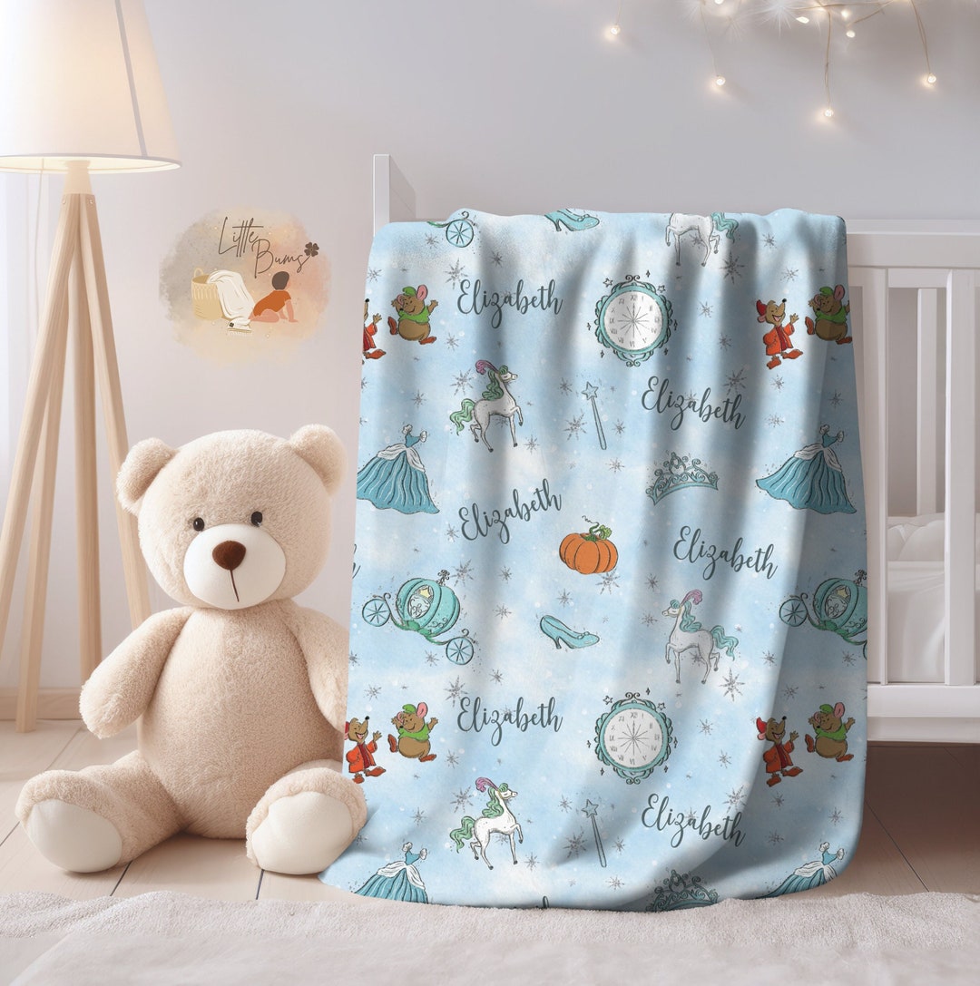 Disney Princess Blanket, Cinderella Blanket, Baby Blanket Custom Name ...
