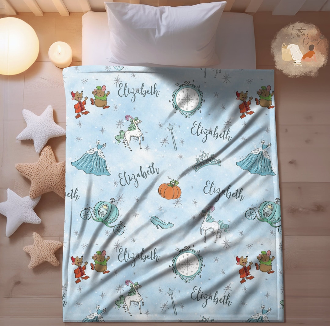 Disney Princess Blanket, Cinderella Blanket, Baby Blanket Custom Name ...