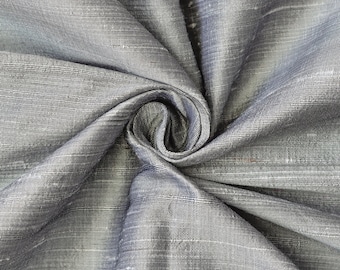 50% SALE Grey Silk Fabric By The Yard, Silk Fabric, Silk Dupioni Fabric, Wholesale Silk Fabric, Silk Dress Fabric, Bridal Silk, Slub Silk