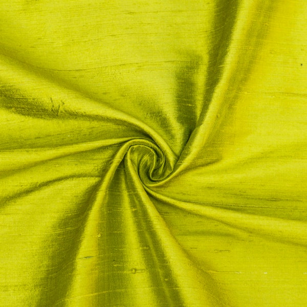 Chartreuse 100% Pure Silk Fabric By The Yard, Pure Silk Fabric, Silk Dupioni Fabric, Wholesale Silk Fabric, Silk Dress Fabric, Slub Silk