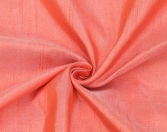 50% SALE Coral Orange Art Silk Fabric By The Yard, Faux Silk Curtain Fabric, Dress Fabric, Wholesale Art Silk Fabric, Slub Faux Silk Fabric