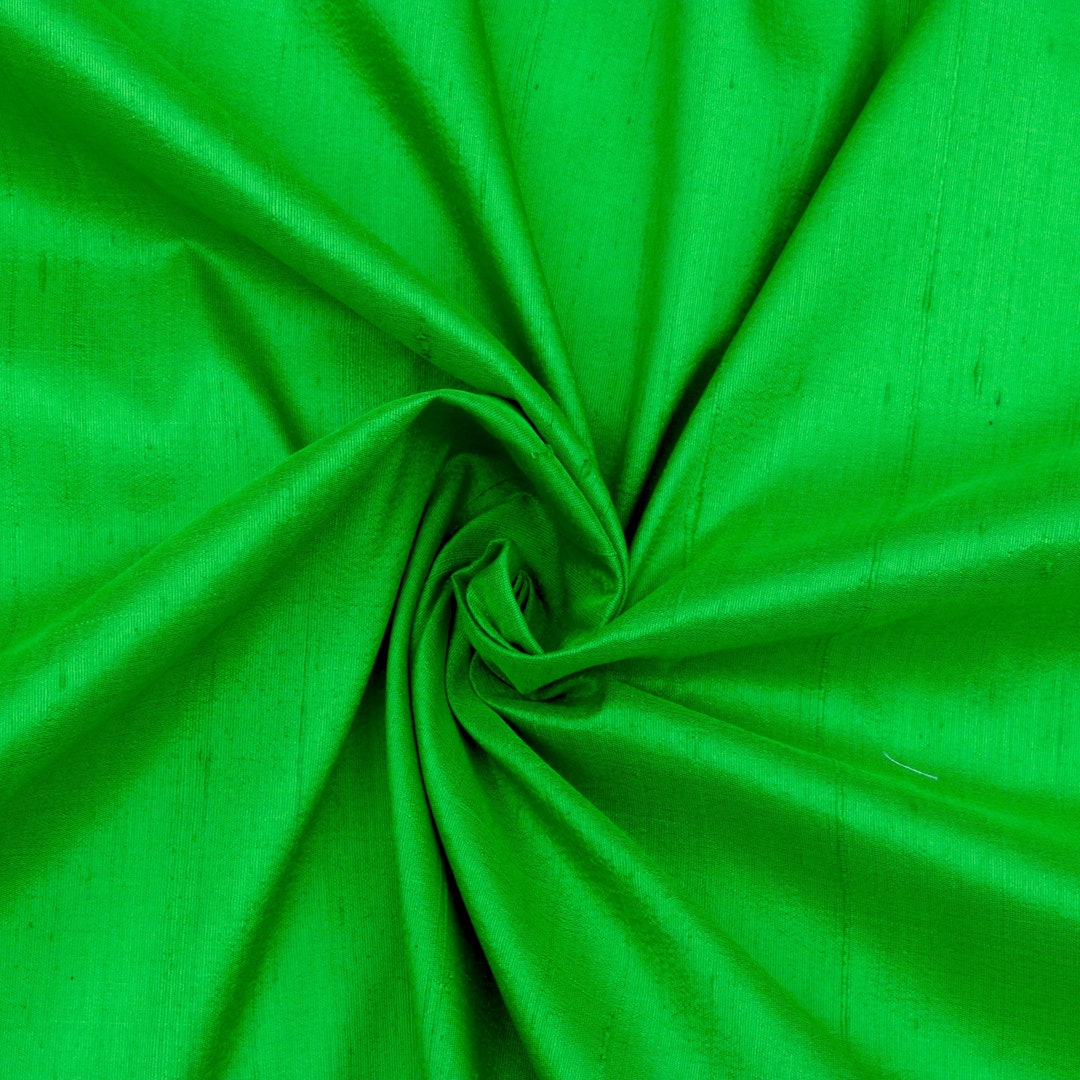 50 SALE Grass Green Silk Fabric by the Yard, Silk Fabric, Silk Dupioni