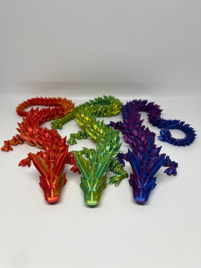 Articulated Crystal Dragon Flexible 3D Printed Toy image 1