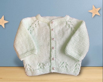 Hand Knitted Baby Cardigan Newborn Mint Green