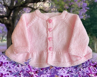 Baby Girl Hand Knitted Cardigan Newborn