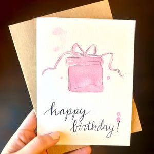 Carte d'anniversaire rose Carte d'anniversaire Besties Cadeau fait main pour fille Carte d'anniversaire Aquarelle