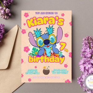 Faire-part d'anniversaire point personnalisé, faire-part d'anniversaire point personnalisé, invitation d'anniversaire point, invitation fête d'anniversaire point, Stitch Evit