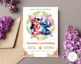 Stitch Birthday Party Invitation, Personalized Stitch and Lilo Birthday Invitation, Stitch Birthday Invite, Stitch and Lilo Birthday Invite