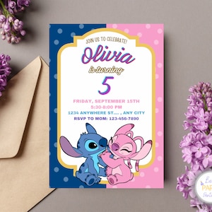 Invitation personnalisée de fête d'anniversaire de point et d'ange, invitation d'anniversaire de point, invitation d'ange pour des enfants, carte d'anniversaire de point