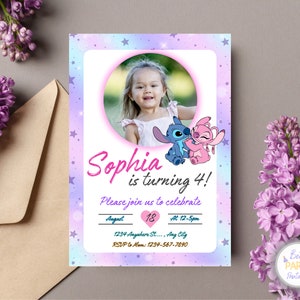Invitation personnalisée de point et d'ange avec photo, invitation d'anniversaire de point avec photo, invitation d'ange pour les enfants, carte d'anniversaire de point