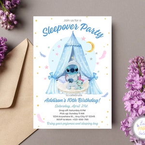 Personalized Stitch Sleepover Party Invitation, Stitch Birthday Sleepover Invite, Stitch Sleepover Party Invite, Stitch Slumber Party Invite