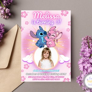 Invitation personnalisée de point et d'ange avec photo, invitation d'anniversaire de point avec photo, invitation d'ange pour les enfants, carte d'anniversaire de point