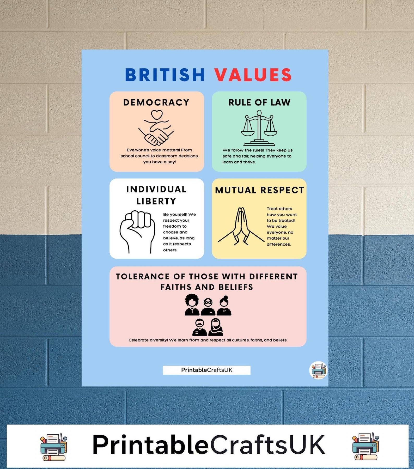British Values School Poster | UK Classroom Display | Instant Download ...