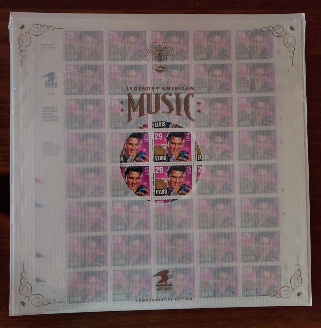 1993 Elvis Presley Commemorative Stamp Pane of 50 in Special Sleeve