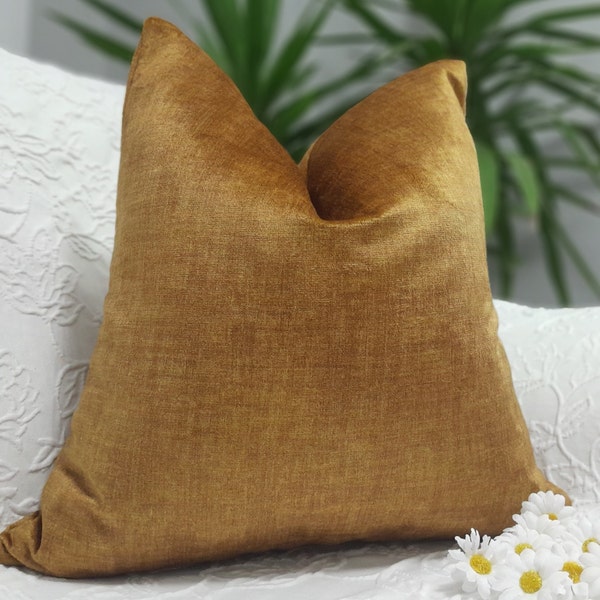 Mustard Color Velvet Pillow Cover,Mustard Color Pillow,Soft Velvet Fabric,Mustard Throw Pillow,Velvet Pillow,Euro Sham Pillow Cover|All Size