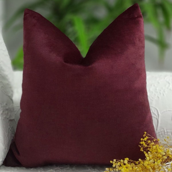 Burgundy Velvet Pillow,Velvet Throw Pillow Cover, Burgundy Color Pillow,Soft Velvet Fabric,Burgundy pillow cover,Euro Sham Pillow Cover20x20