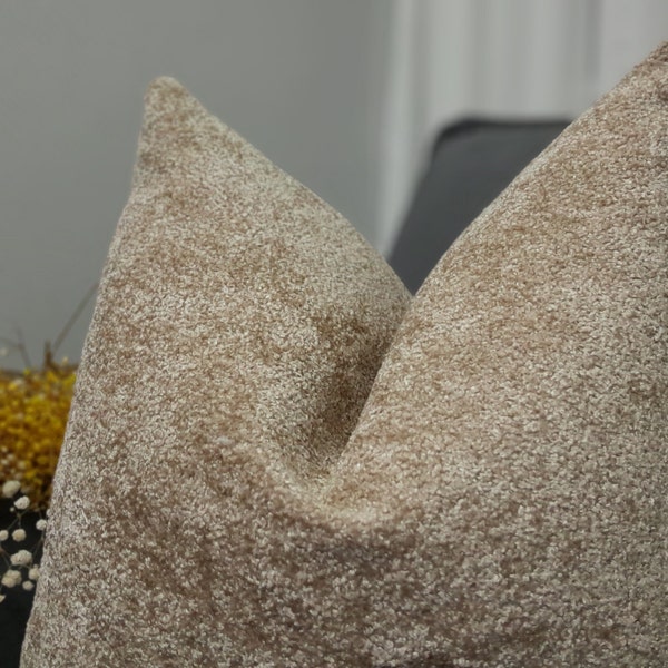 Copricuscino Taupe Boucle, Copricuscino Taupe Euro Sham, Cuscino da tiro strutturato, Arredamento per la casa Boho, Cuscino di design, Cuscino Bouclé, Copricuscino per divano