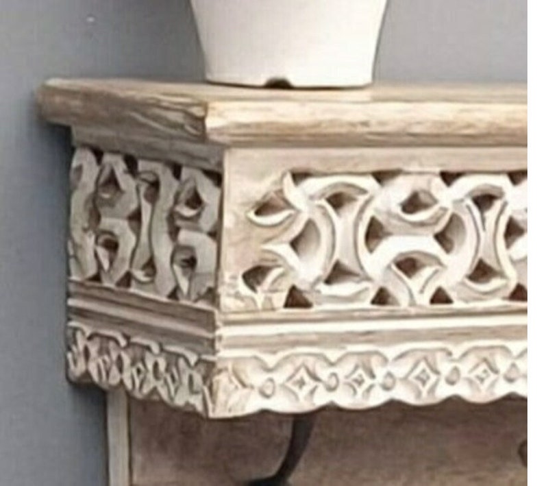 Handmade Wood Carving Wall Shelf With Hooks/handmade Wall Bracket Wood