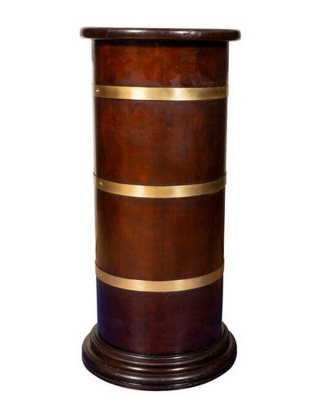 Wooden Cane Stand Entryway Decor Brass Bound Stand Home Decor Golf Clubs Storage Walking Etsy