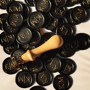 Sellos de cera de boda de oro personalizados, pegatinas de sello de cera de oro hechas a mano, 40 diseños de colección de logotipos, sellos de cera personalizados con respaldo adhesivo
